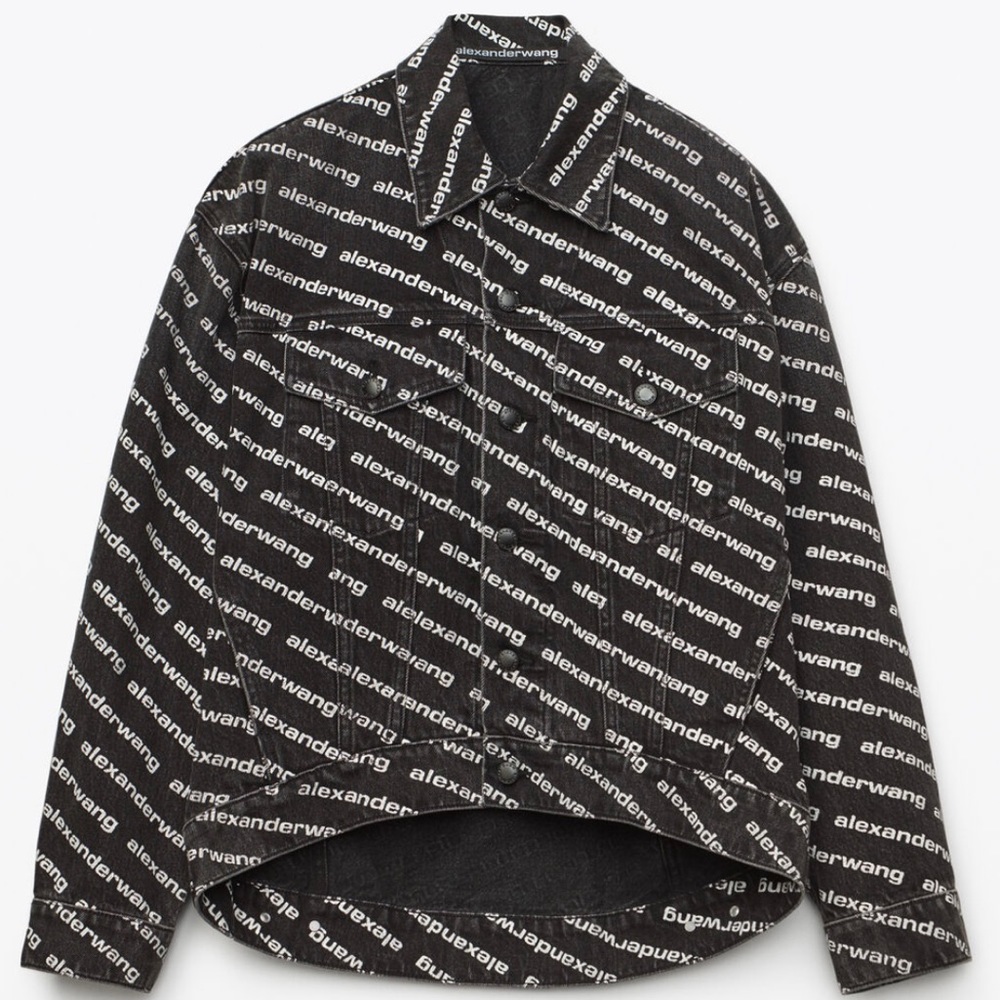 Alexander Wang Falling Back Logo Jacket Dark Denim Sz L w/original receipt